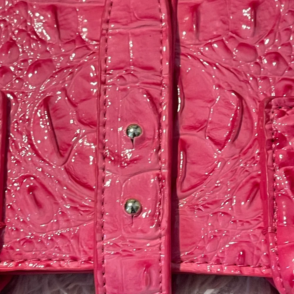 Hot Pink Croc Embossed Satchel‎ Bag | Luxury Statement Handbag | Crossbody Purse